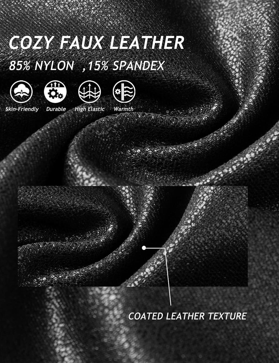 imageTapata Petite Womens 252729 Inseam Faux Leather Leggings High Waisted Pleather Yoga PantsBlack