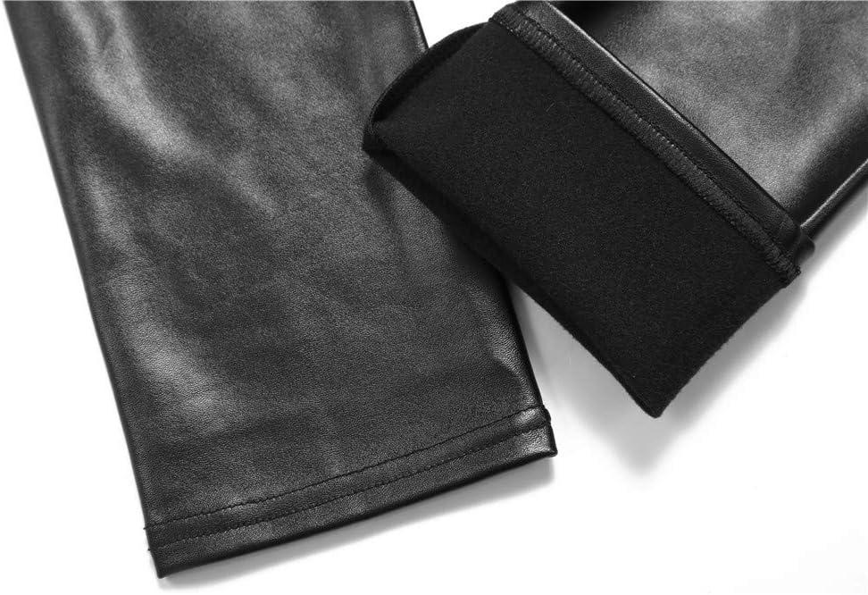 imageVOGUEMAX Womens Faux Leather Leggings High Waisted Pleather Pants for Women Black Stretchy Sexy PU TightsFleece Linedblack