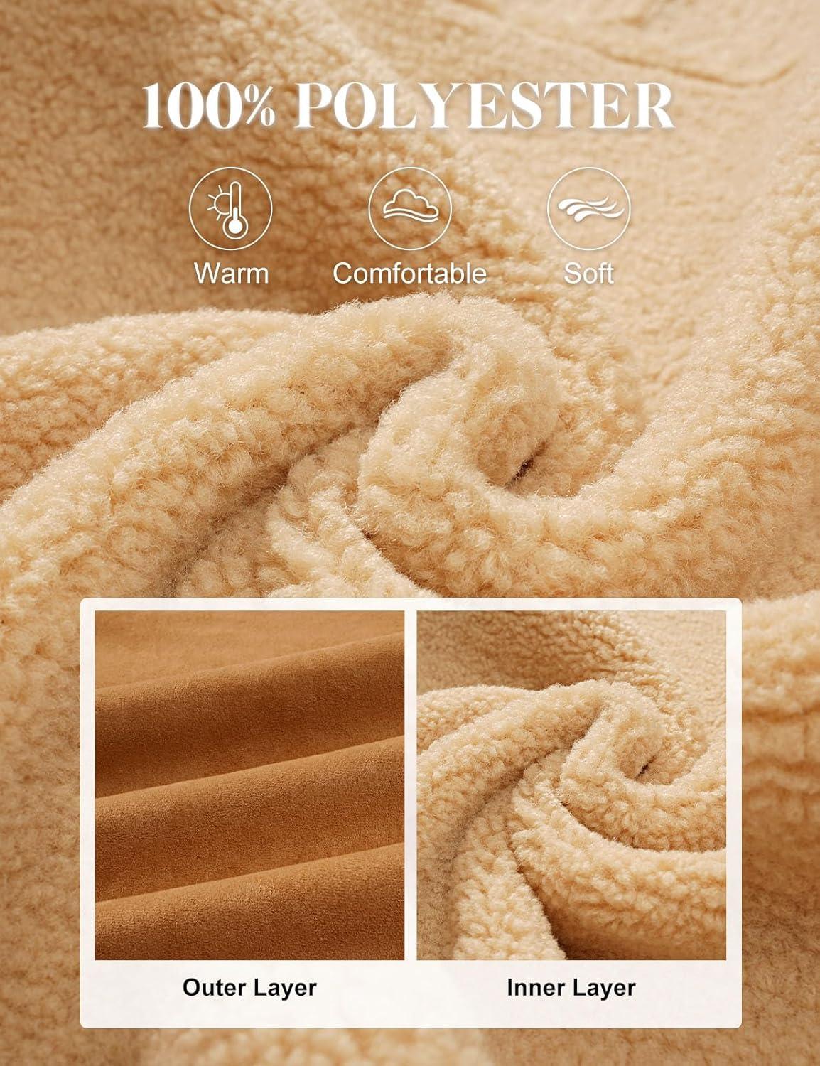 imageWomens Faux Suede Coat Sherpa Fleece Lined Oversize Duffle Coat Winter MidLength Hooded Toggle Jacket with PocketsDark Khaki