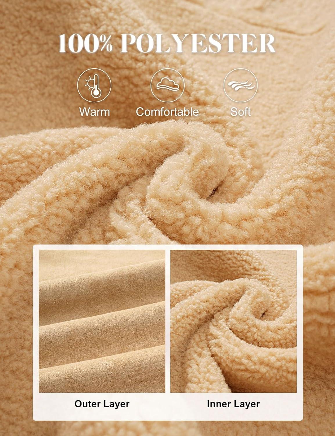 imageWomens Faux Suede Coat Sherpa Fleece Lined Oversize Duffle Coat Winter MidLength Hooded Toggle Jacket with PocketsLight Khaki