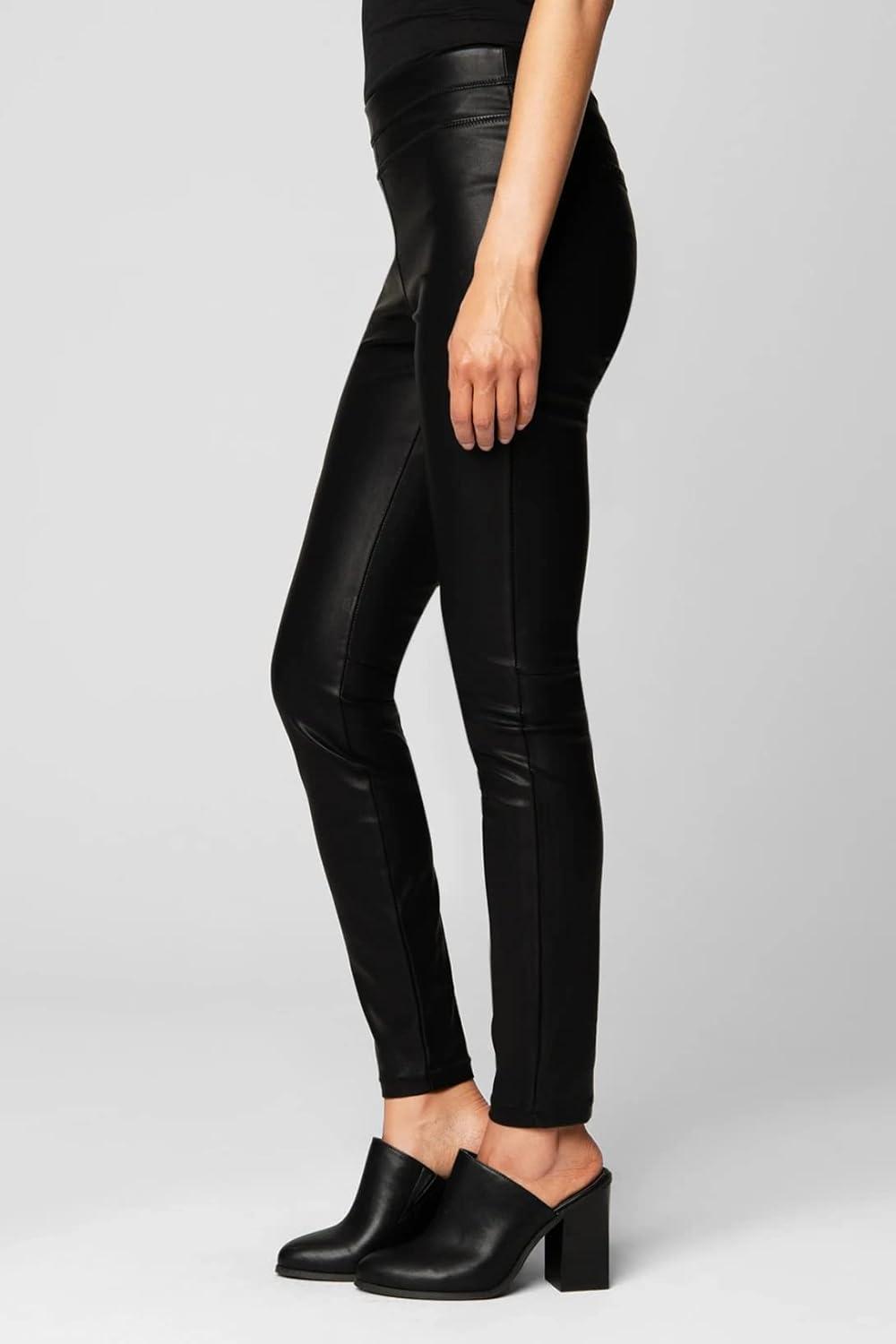 imageWomens Luxury Vegan Leather Pants Comfortable Biker Style Leggings Super Soft High Waist Tummy ControlBlack