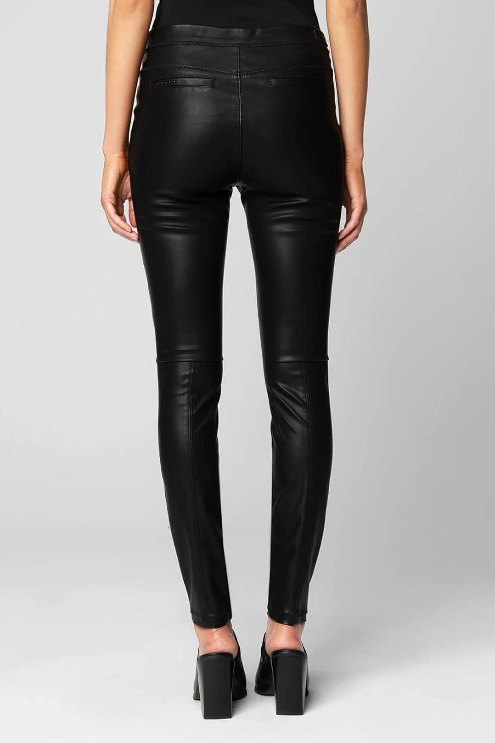 imageWomens Luxury Vegan Leather Pants Comfortable Biker Style Leggings Super Soft High Waist Tummy ControlBlack