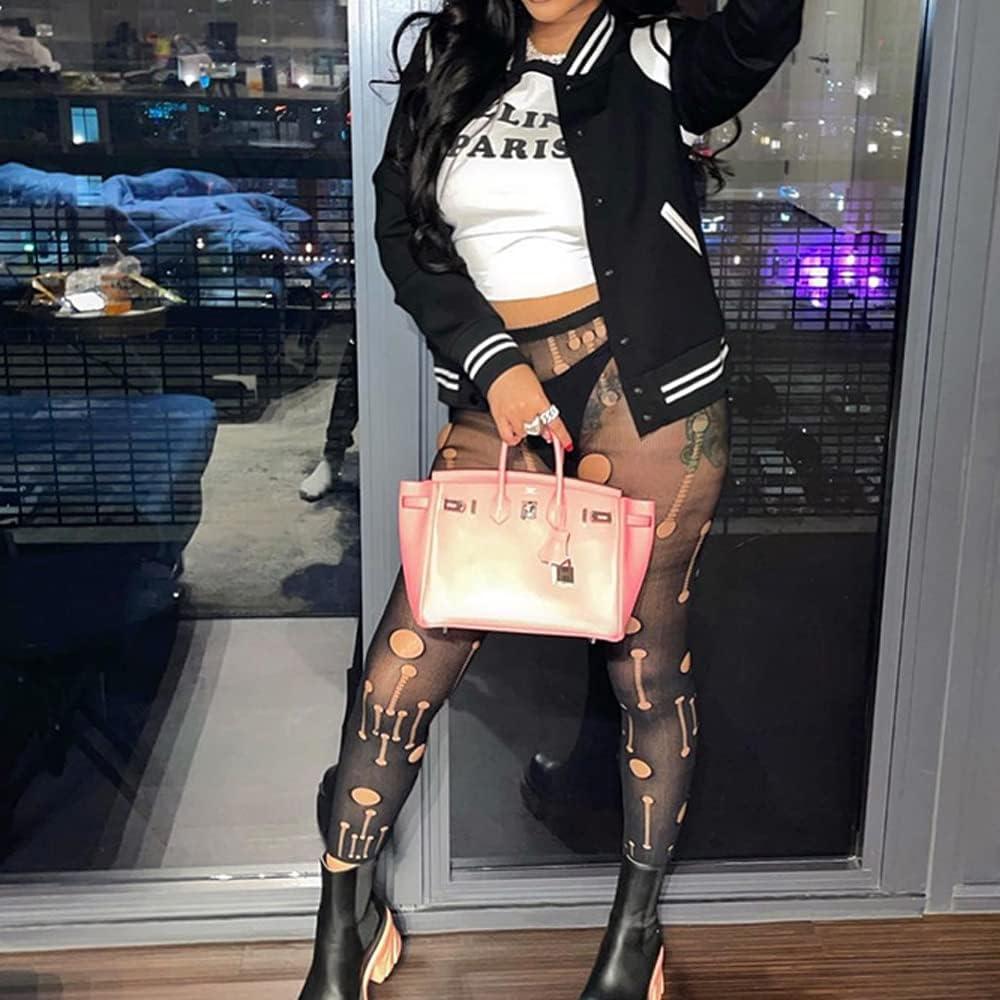 imageWomens Sexy See Through Sheer Mesh Pants Leggings High Waist Casual Sweatpants TightsBlack B