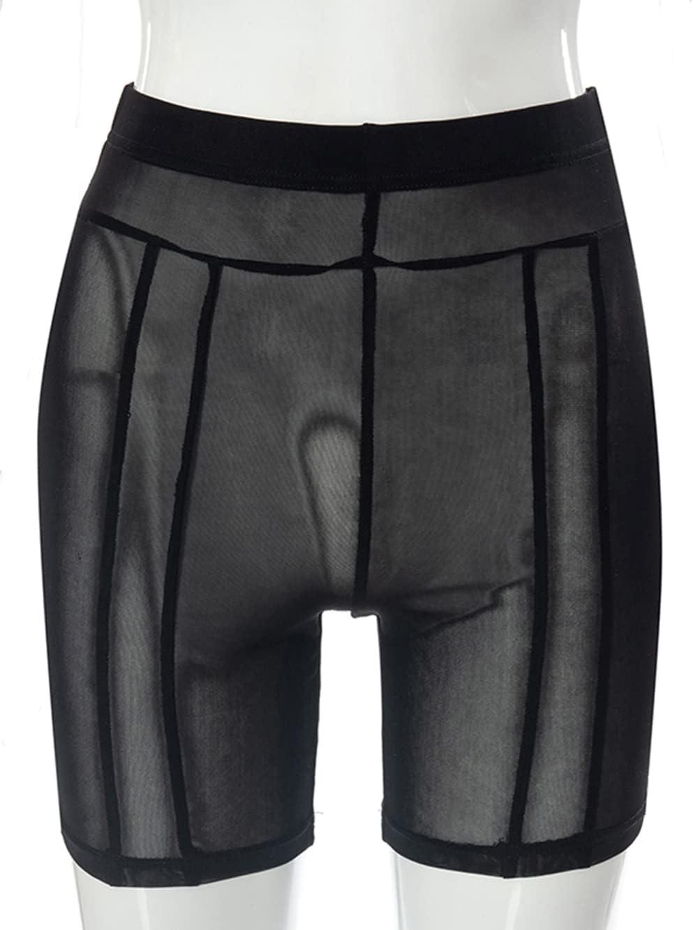 imageWomens Sexy See Through Sheer Mesh Pants Leggings High Waist Casual Sweatpants TightsBlack1