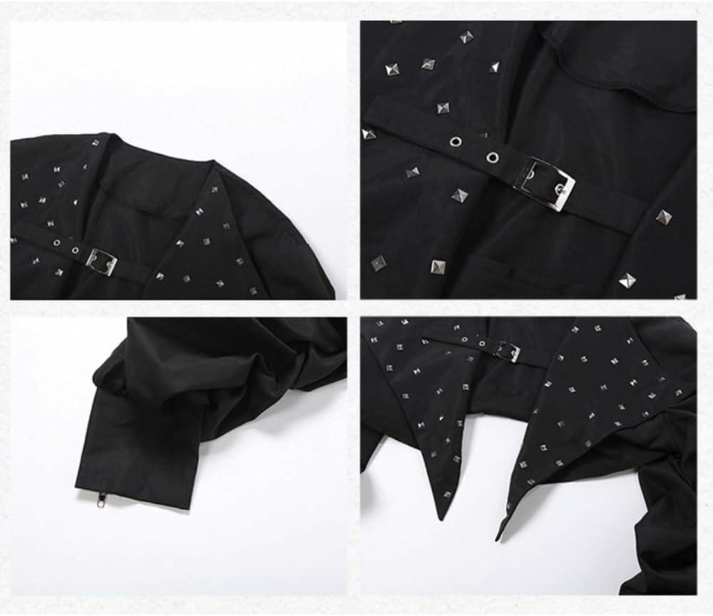 imageWomens Y2K Belted Black Motorcycle Jacket Pleated Long Sleeve Super Short Coat Trendy Summer FashionBlack1