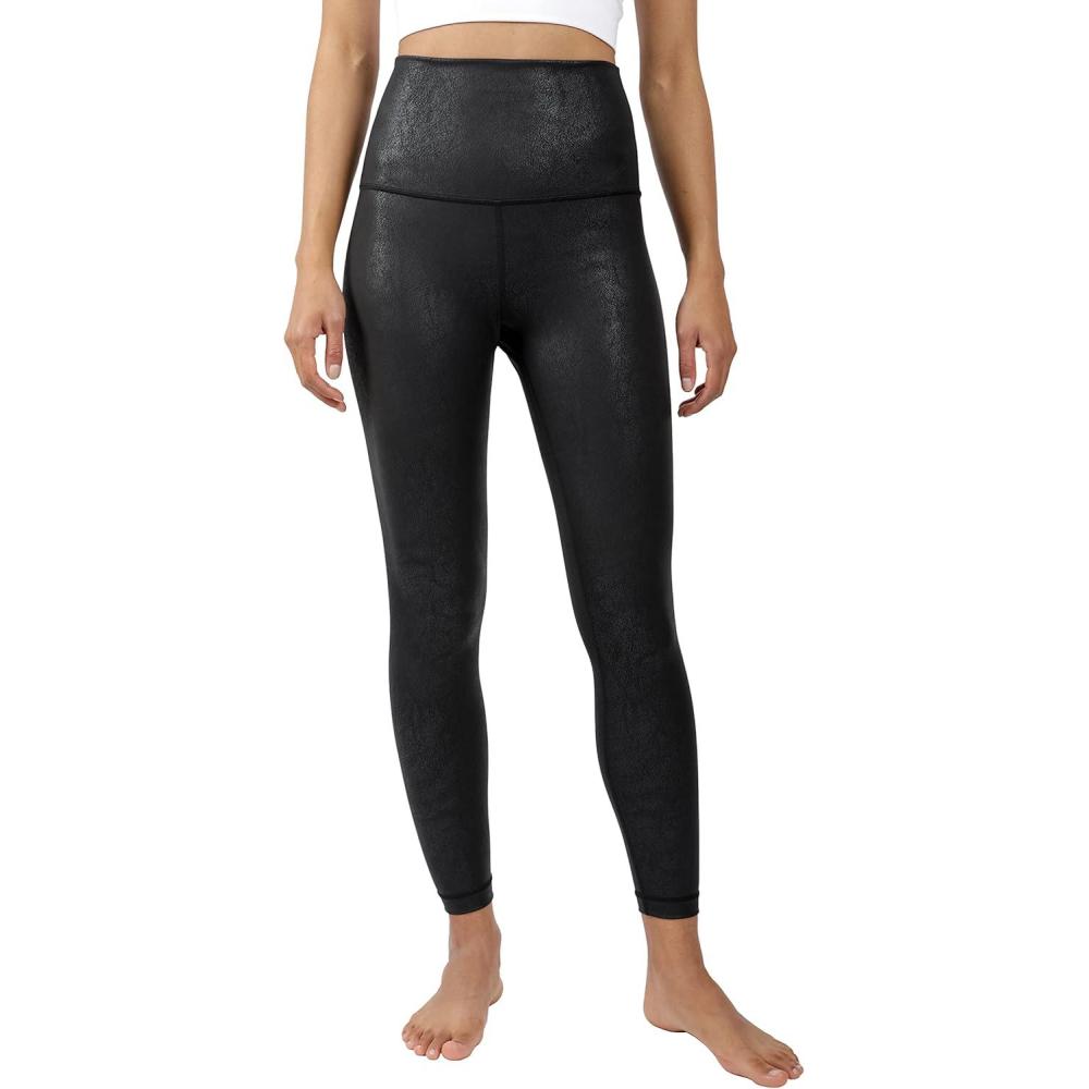 image90 Degree By Reflex High Waist Tummy Control Squat Proof Ankle Length Printed LeggingsCracked Black