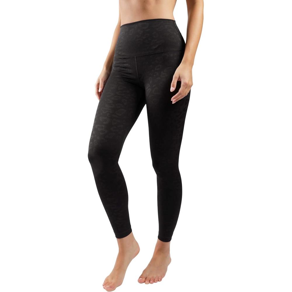 image90 Degree By Reflex High Waist Tummy Control Squat Proof Ankle Length Printed LeggingsLeopard Black Elastic Free