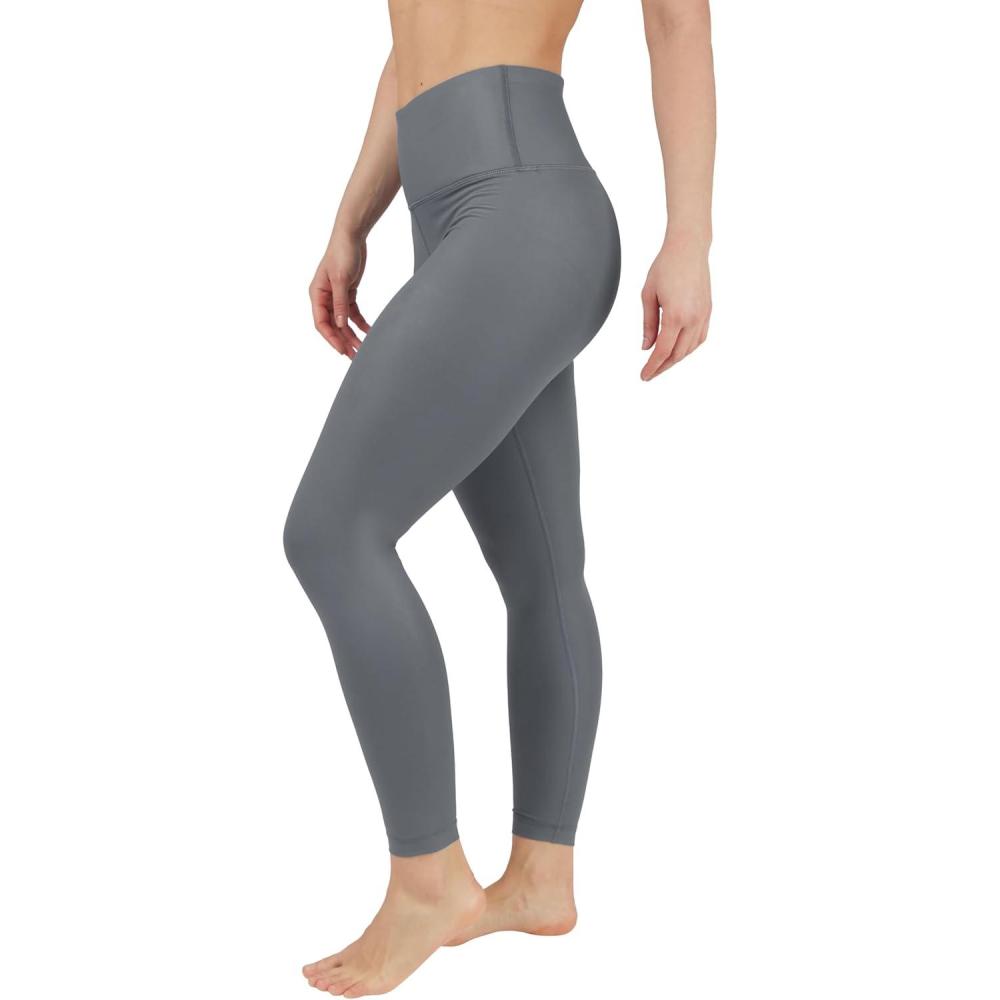 image90 Degree By Reflex Womens High Waist High Shine Faux Leather Ankle LeggingsIron Gate