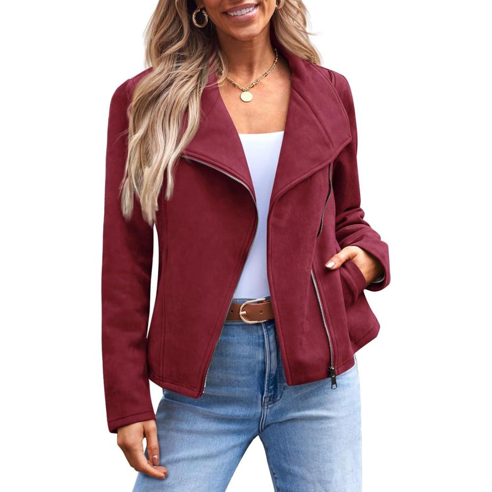 imageAUTOMET Womens Faux Suede Leather Jacket Cropped Open Front Coat for Fall Winter Spring Cardigan StyleWinered