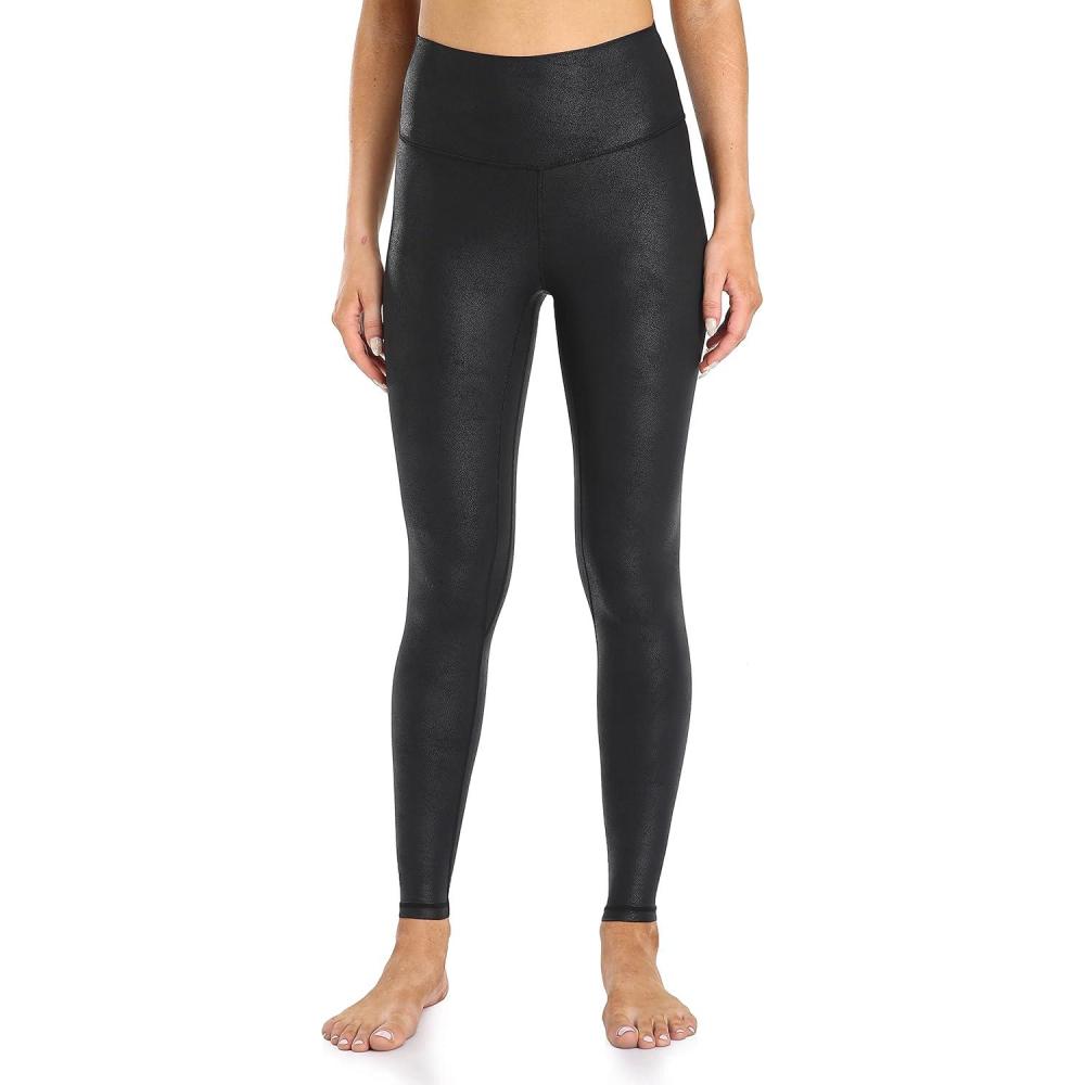 imageColorfulkoala Womens High Waisted Matte Faux Leather Leggings Full Length Yoga PantsBlack