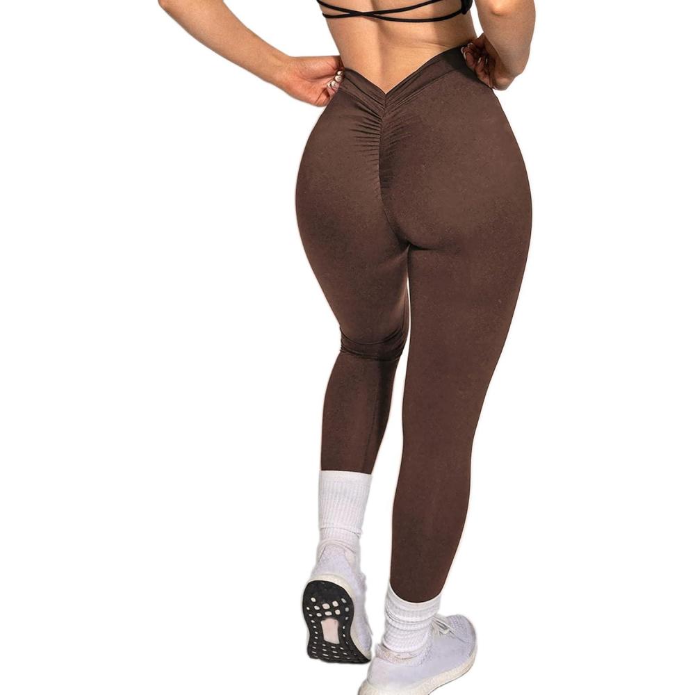 imageDanysu V Back Scrunch Butt Leggings for Women Soft High Waisted Booty Tights Workout Gym Yoga Pants1brownie Cake