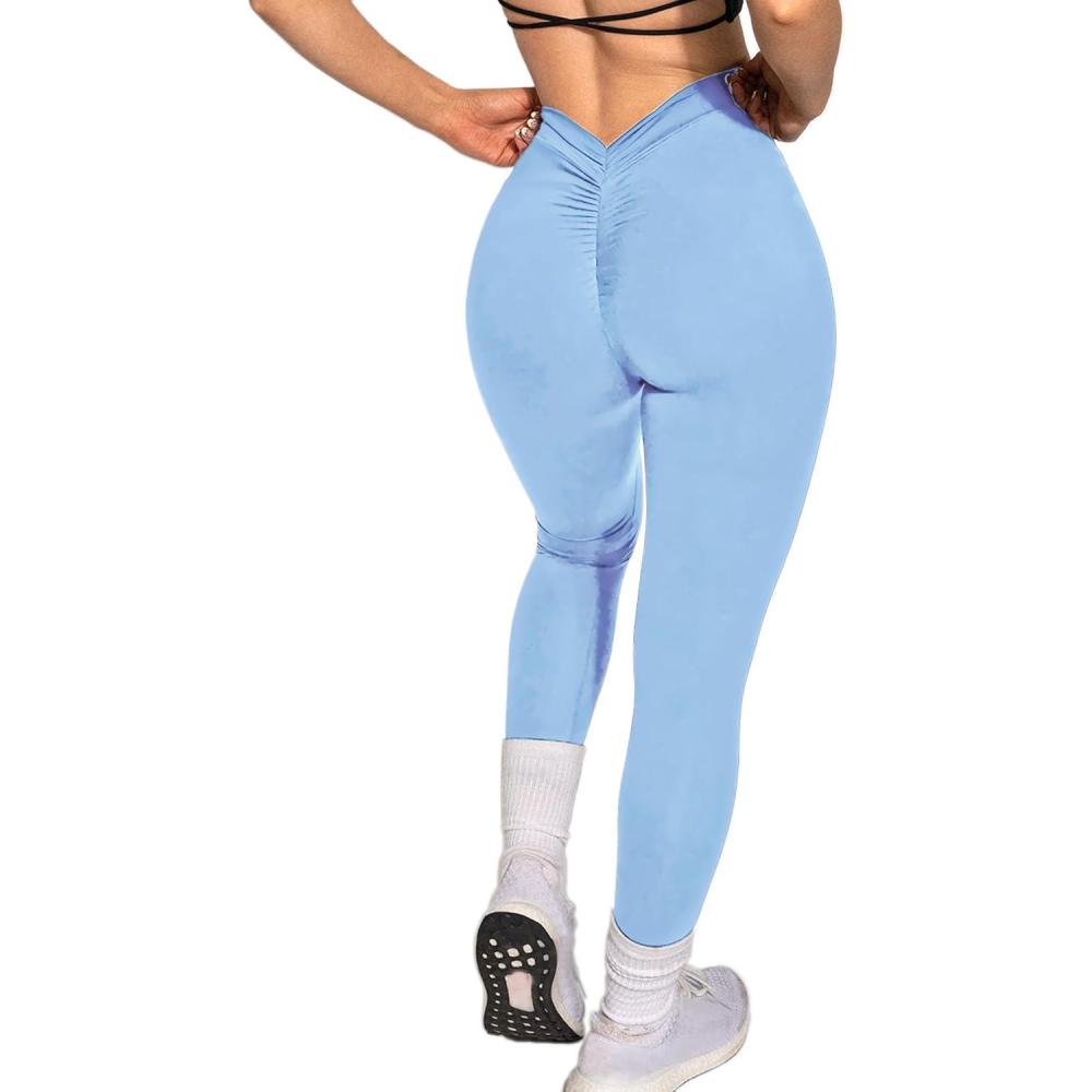 imageDanysu V Back Scrunch Butt Leggings for Women Soft High Waisted Booty Tights Workout Gym Yoga Pants1paradise Blue