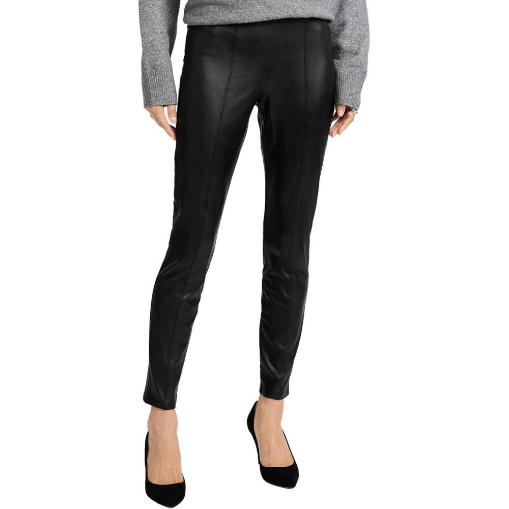 imageEXPRESS Womens Leather Legging High Rise Faux Leather Style with Front Seam Detail and Stretch FitPitch Black
