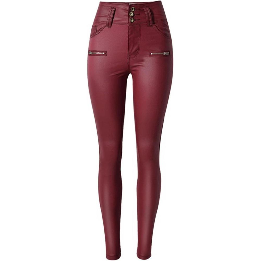 imageFaringoto Womens Pu Faux Leather Pants Slim Leggings Variety of Styles with Pockets057