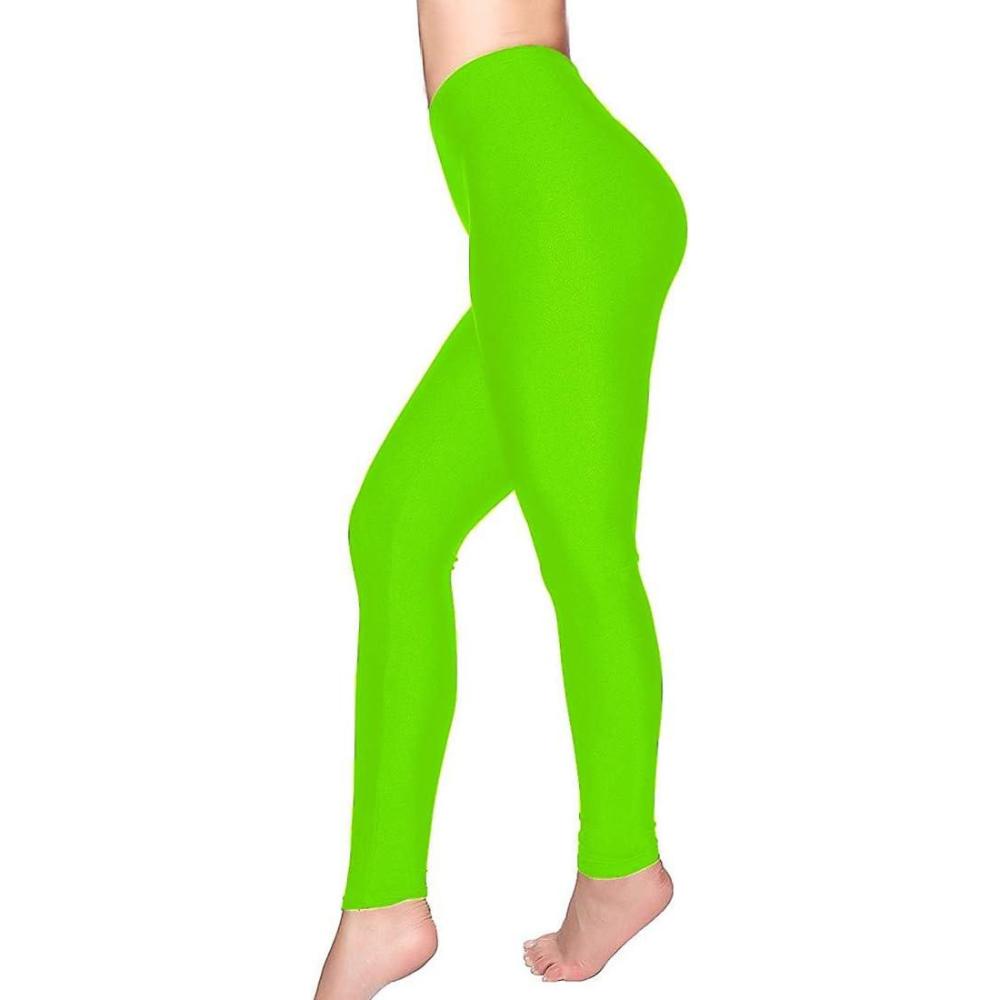 imageRomastory Womens Stretched Shiny Sports Leggings MidWaist Elastic Pants Shining Leggings TightsGreen
