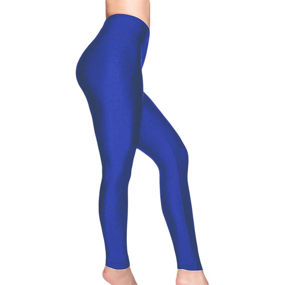 imageRomastory Womens Stretched Shiny Sports Leggings MidWaist Elastic Pants Shining Leggings TightsRoyal Blue