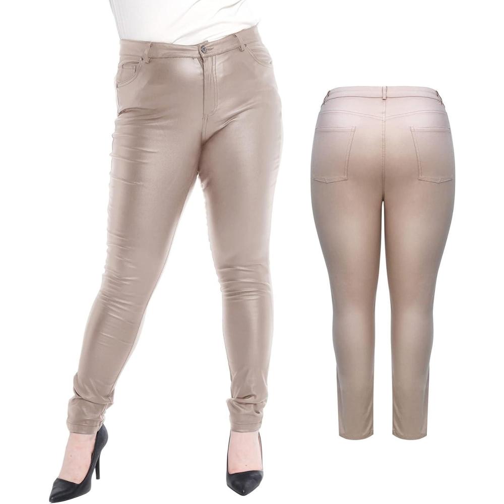 imageS P Y M Womens Stretchy Jeggings Faux Leather Legging Pants with Pockets Regular and Plus Size01Skinplus