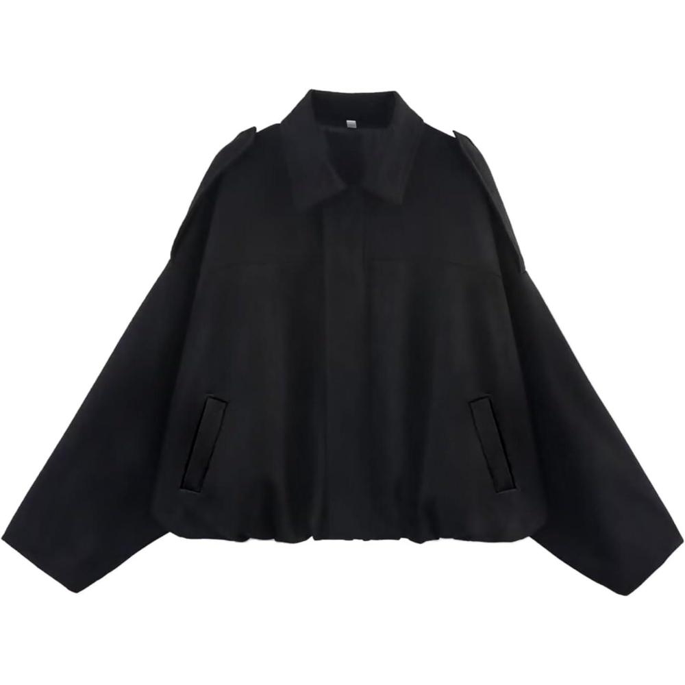 imageWomens Faux Suede Bomber Jacket Casual Lapel Pilot Cropped Coat Oversized Motorcycle Jackets 2025 OuterwearBlack