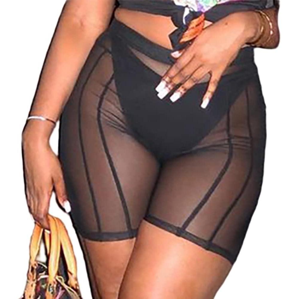 imageWomens Sexy See Through Sheer Mesh Pants Leggings High Waist Casual Sweatpants TightsBlack1