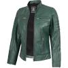 Cafe Racer - Women Green Leather Jacket