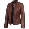 Amy - Cognac Leather Jacket Women