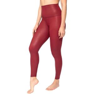 90 Degree By Reflex High Waist Tummy Control Squat Proof Ankle Length Printed Leggings(Cracked Rhubarb)