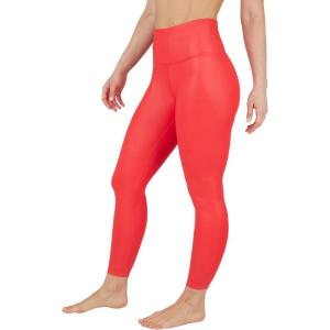 90 Degree By Reflex Womens High Waist High Shine Faux Leather Ankle Leggings(High Risk Red)