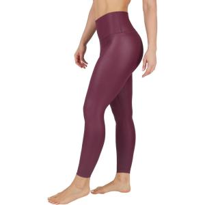 90 Degree By Reflex Womens High Waist High Shine Faux Leather Ankle Leggings(Port Royale)