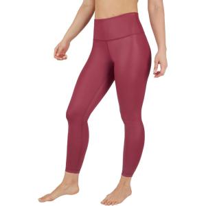 90 Degree By Reflex Womens High Waist High Shine Faux Leather Ankle Leggings(Rouge)