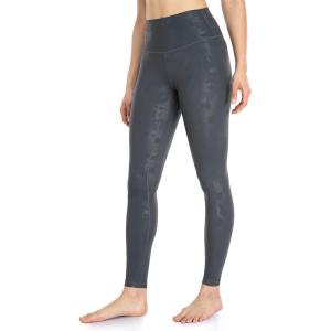 Colorfulkoala Women’s High Waisted Matte Faux Leather Leggings Full Length Yoga Pants(Black Camo)