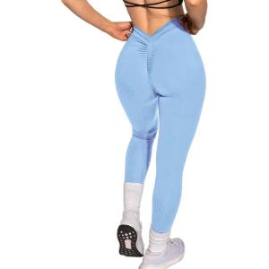 Danysu V Back Scrunch Butt Leggings for Women Soft High Waisted Booty Tights Workout Gym Yoga Pants(#1.paradise Blue)