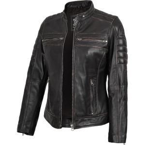 Decrum Leather Jacket Women – Stylish Casual Real Lambskin Leather Jackets for Women(Cafe Racer – Distressed Brown Leather Jacket)