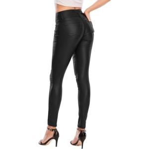 ECUPPER Womens Faux Leather High Waist Stretch Push Up Pant Petite26/Regular29/Tall32…(Black)