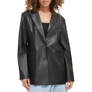 Levi’s Womens Faux Leather Single Breasted Blazer(Black)