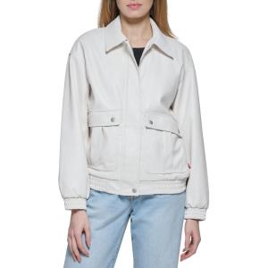 Levi’s womens Levi’s Women’s Faux Leather Lightweight Dad Bomber Jacket(New Oyster)