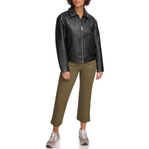 Levi’s womens Levi’s Women’s Faux Leather Lightweight Dad Bomber Jacket(Pebbled Black)