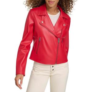 Levi’s womens Smooth Faux Leather Moto (Standard and Plus Sizes)(Red)