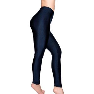 Romastory Women’s Stretched Shiny Sports Leggings Mid-Waist Elastic Pants Shining Leggings Tights(Navy Blue)