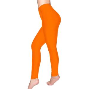 Romastory Women’s Stretched Shiny Sports Leggings Mid-Waist Elastic Pants Shining Leggings Tights(Orange)