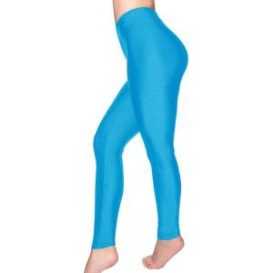 Romastory Women’s Stretched Shiny Sports Leggings Mid-Waist Elastic Pants Shining Leggings Tights(Sky Blue)