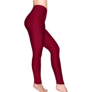 Romastory Women’s Stretched Shiny Sports Leggings Mid-Waist Elastic Pants Shining Leggings Tights(Wine Red)