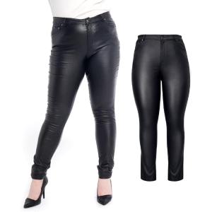 S P Y M Womens Stretchy Jeggings, Faux Leather Legging Pants with Pockets, Regular and Plus Size(01/Black-plus)