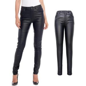 S P Y M Womens Stretchy Jeggings, Faux Leather Legging Pants with Pockets, Regular and Plus Size(01/Black-regular)