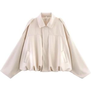Womens Faux Suede Bomber Jacket Casual Lapel Pilot Cropped Coat Oversized Motorcycle Jackets 2025 Outerwear(Beige)