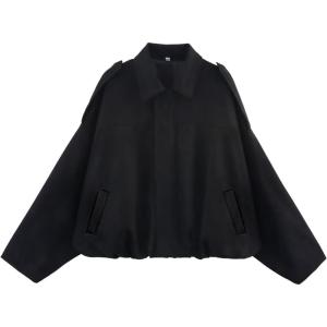 Womens Faux Suede Bomber Jacket Casual Lapel Pilot Cropped Coat Oversized Motorcycle Jackets 2025 Outerwear(Black)