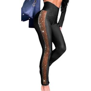 Women’s Sexy See Through Sheer Mesh Pants Leggings High Waist Casual Sweatpants Tights(Black05)