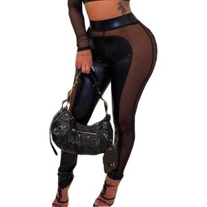 Women’s Sexy See Through Sheer Mesh Pants Leggings High Waist Casual Sweatpants Tights(Black06)