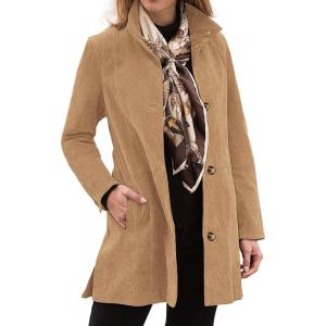 Womens Winter Suede Coat Stand Collar Single Breasted Overcoat with Pockets Mid Length Trench Coats(22#lightkhaki)