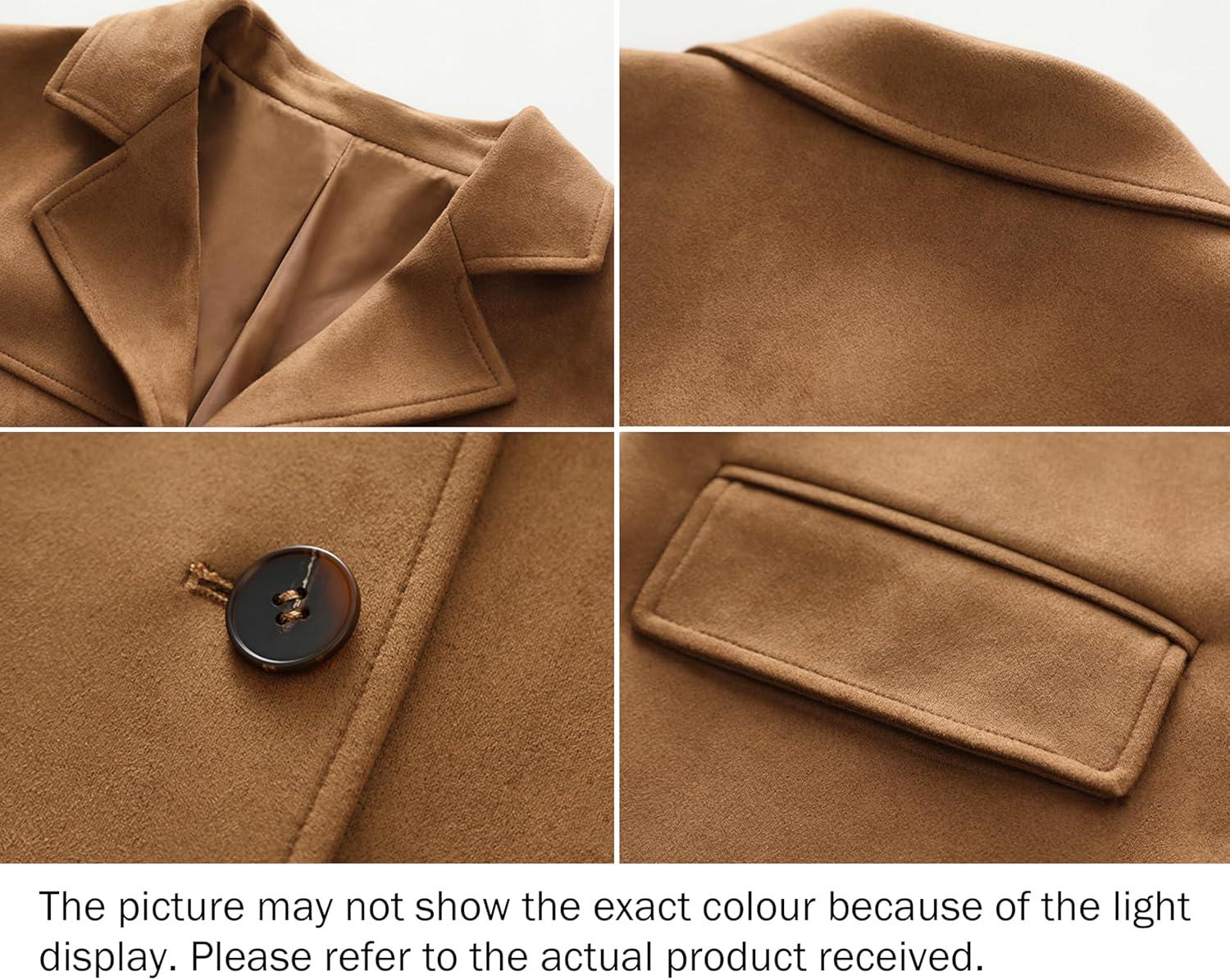 imageAbabalaya Womens Faux Suede Blazer Thick Jacket Fall Fashion Casual CoatAvintage Brown