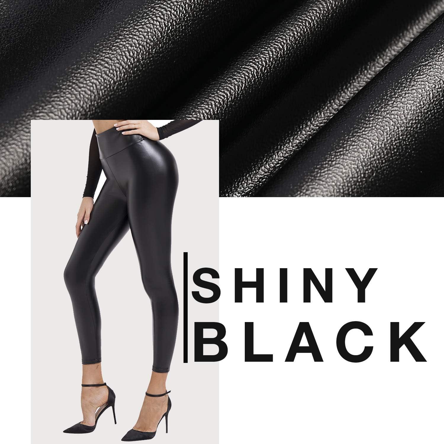 imageBOOTY GAL Faux Leather Leggings for Women High Waist Pants Black Elastic TightsBlack